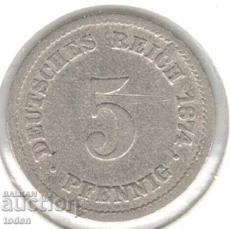 Germany 5 Pfennig 1874 A KM# 3 Wilhelm I Type 1 Large Shield
