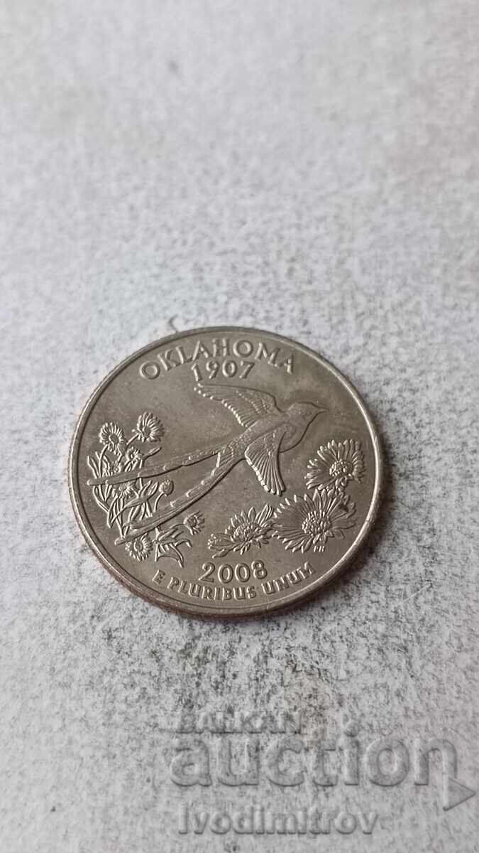 USA 25 Cents 2008 D Oklahoma