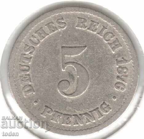 Germany - 5 Pfennig - 1876 C - KM# 3 - Wilhelm I - Type 1 - Large Shield