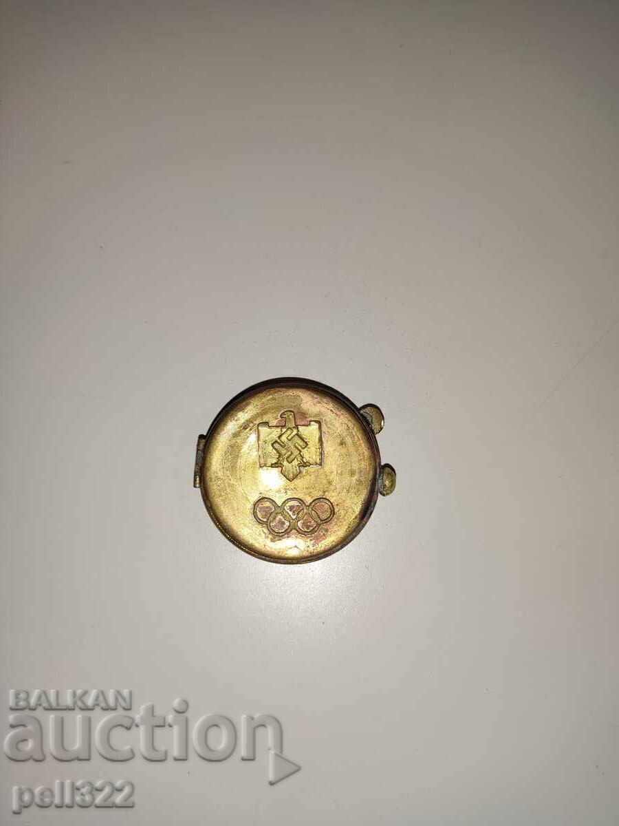Nazi compass or wristwatch case, brass WWII