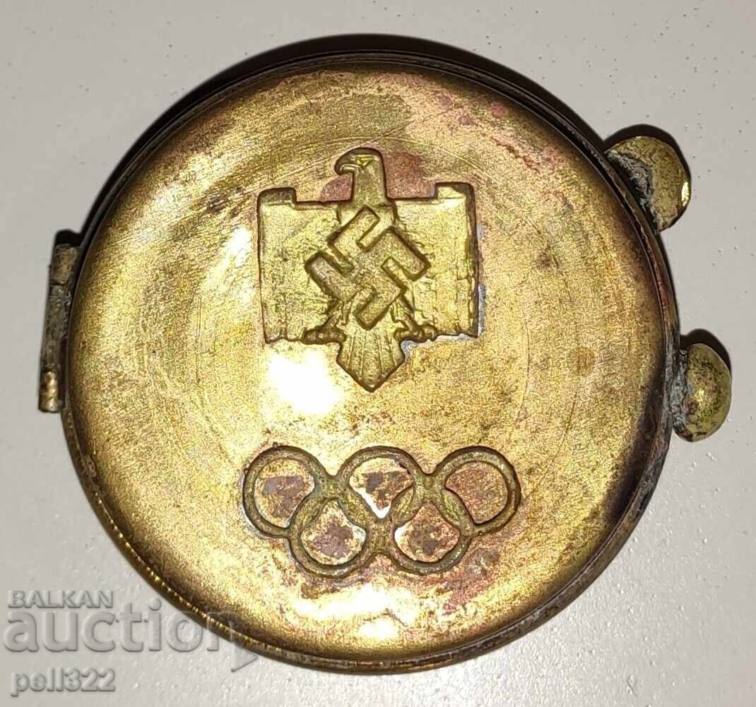 Carcasă nazistă pentru busolă sau ceas de mână, VSV din alamă