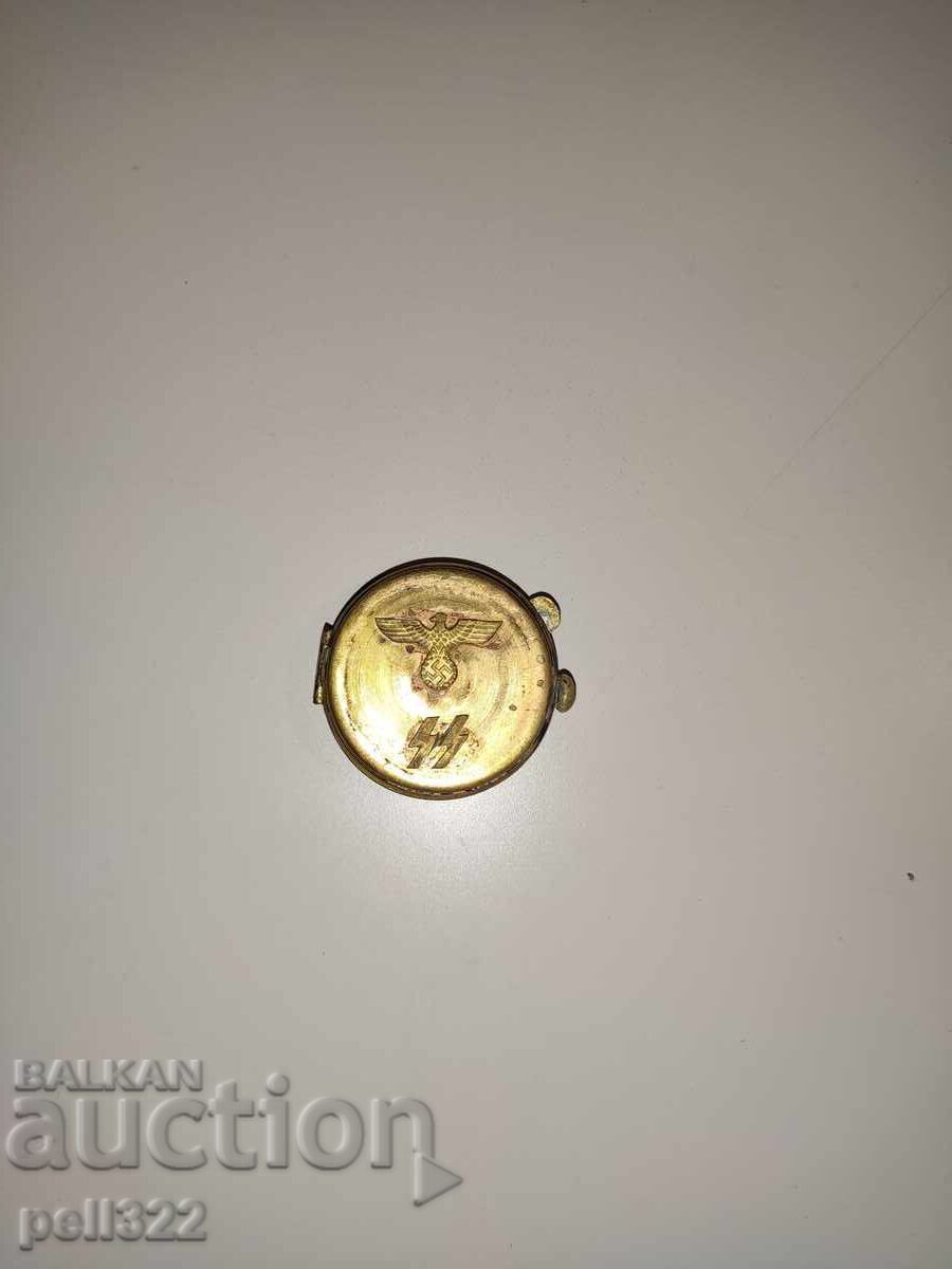 Nazi compass or wristwatch case, brass WWII