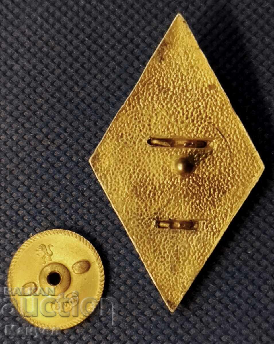 Auction  Bulgaria military rhombus (old GERB) VVUZ G. Benkovski, silver