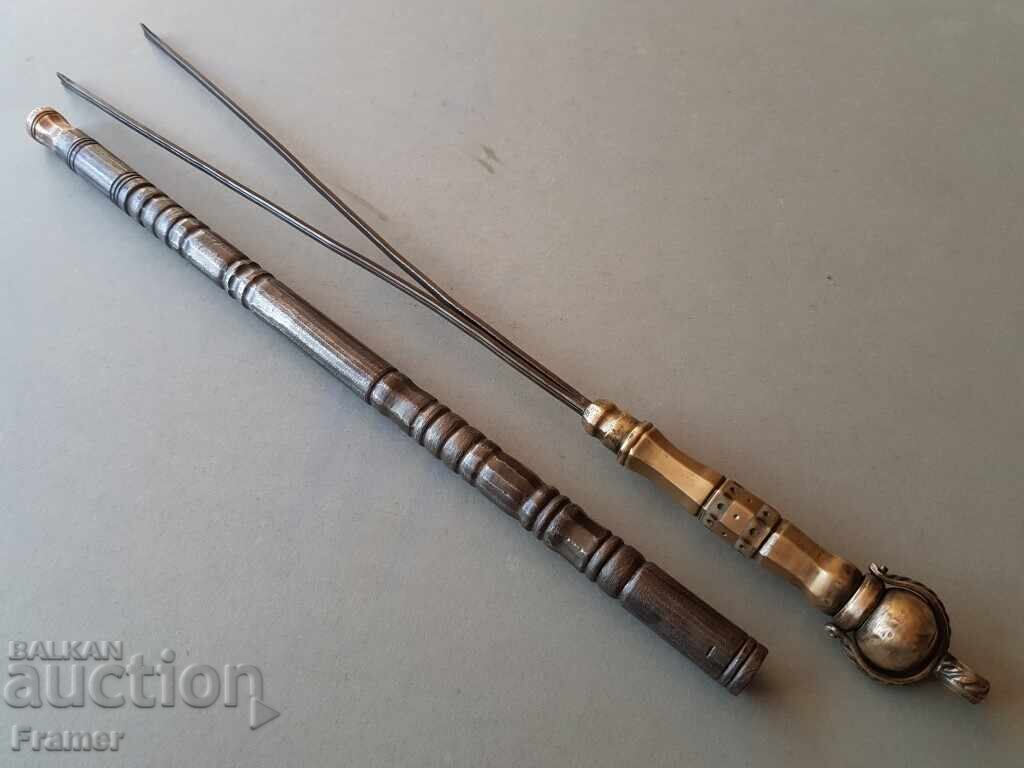 Ottoman harbiya 18th century flintlock pistol, ramrod, yataghan