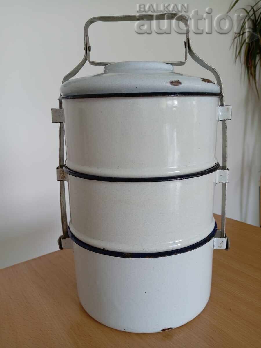 Auction  Enamel food containers sefertas vintage 70s