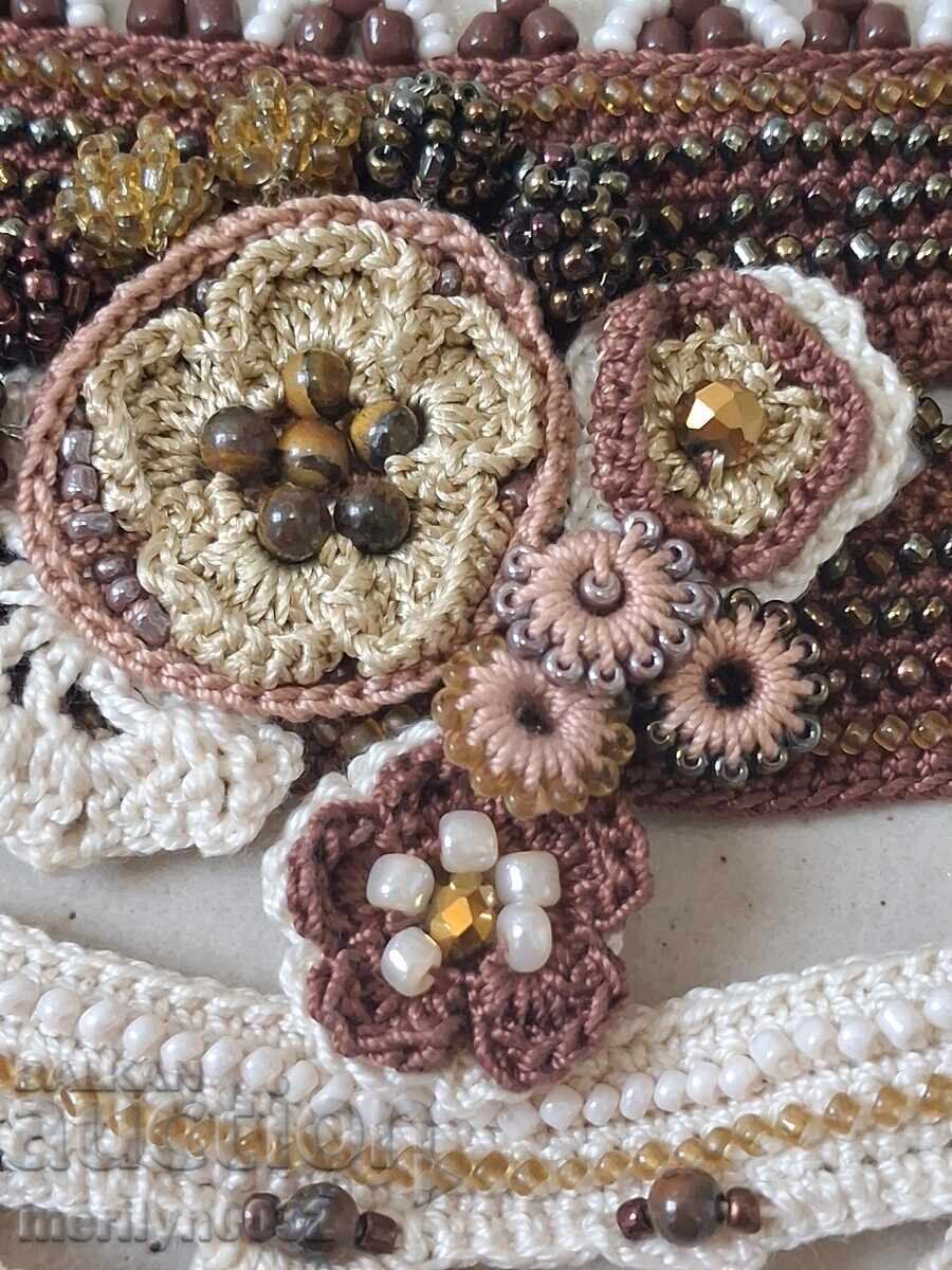 Woven collar for an old city dress, blue pearl beads with price 127.00 BGN | € 64.93 Woven collar for an old city dress, blue pearl beads with price 127.00 BGN | € 64.93