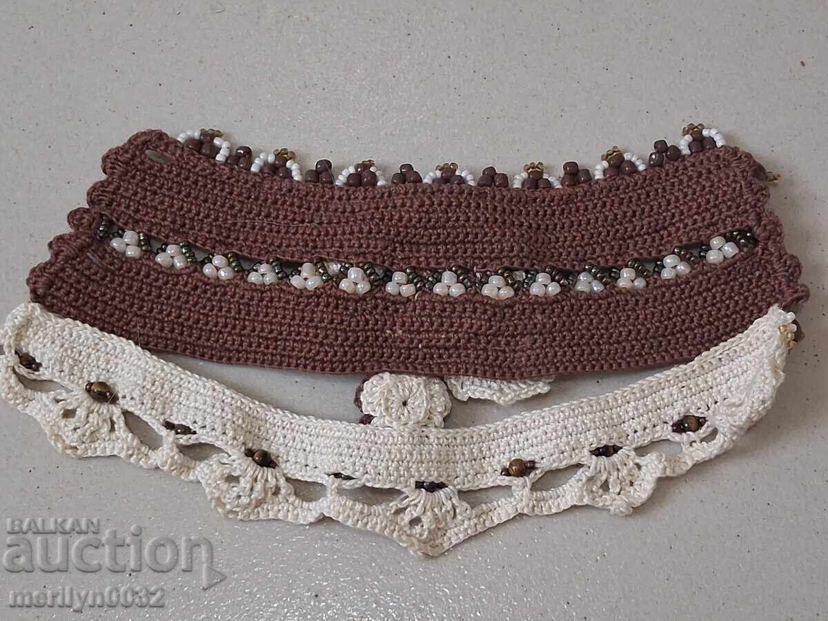 Auction Woven collar for an old city dress, blue pearl beads Auction Woven collar for an old city dress, blue pearl beads