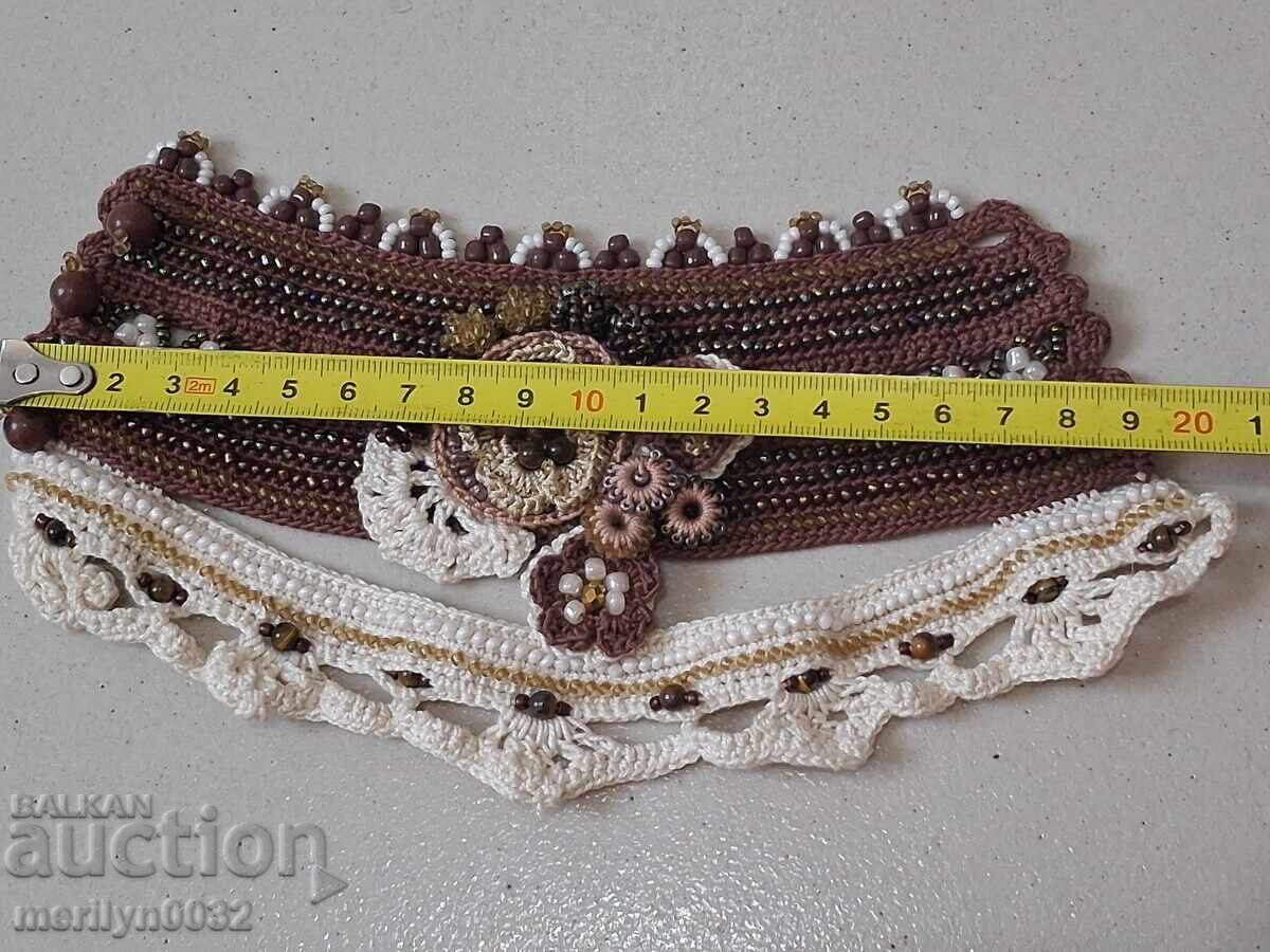 Woven collar for an old city dress, blue pearl beads - 5 Woven collar for an old city dress, blue pearl beads - 5