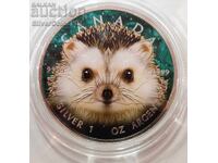 Silver 1 oz Hedgehog 2024 Canada Maple Leaf