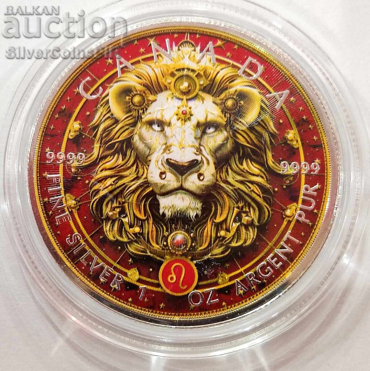 Silver 1 oz Zodiac Leo 2024 Canada Maple Leaf Silver 1 oz Zodiac Leo 2024 Canada Maple Leaf
