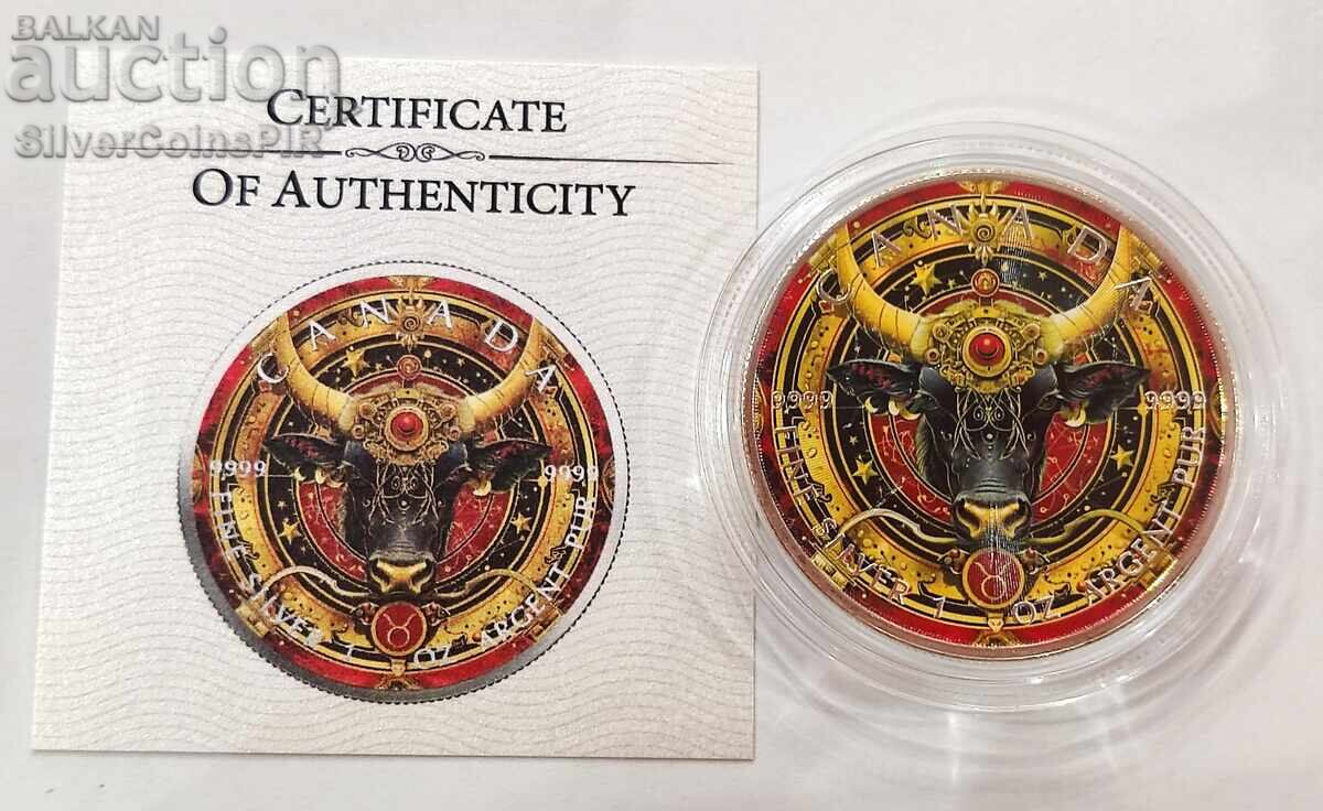 Delivery of Silver 1 oz Taurus Zodiac 2024 Canada Maple Leaf Delivery of Silver 1 oz Taurus Zodiac 2024 Canada Maple Leaf