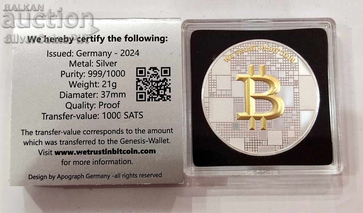 Auction Silver 1000 Satoshi Crypto Creator 2024 Gold Plated Auction Silver 1000 Satoshi Crypto Creator 2024 Gold Plated