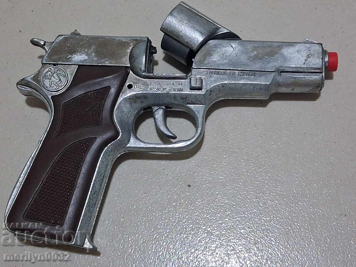 Παιδικό παιχνίδι πιστόλι με κάψουλες, πιστολάκι ρεβόλβερ λειτουργεί - 5