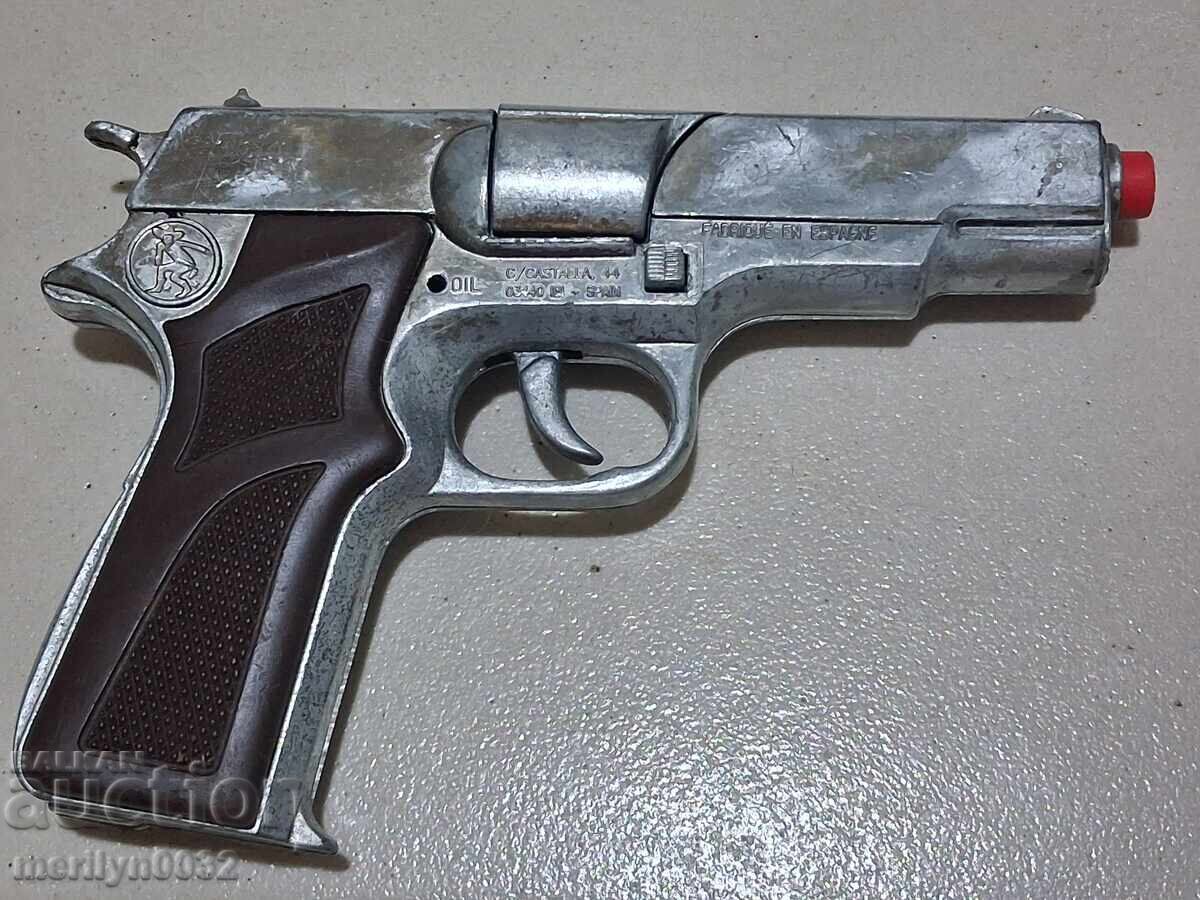 Παιδικό παιχνίδι πιστόλι με κάψουλες, πιστολάκι ρεβόλβερ λειτουργεί