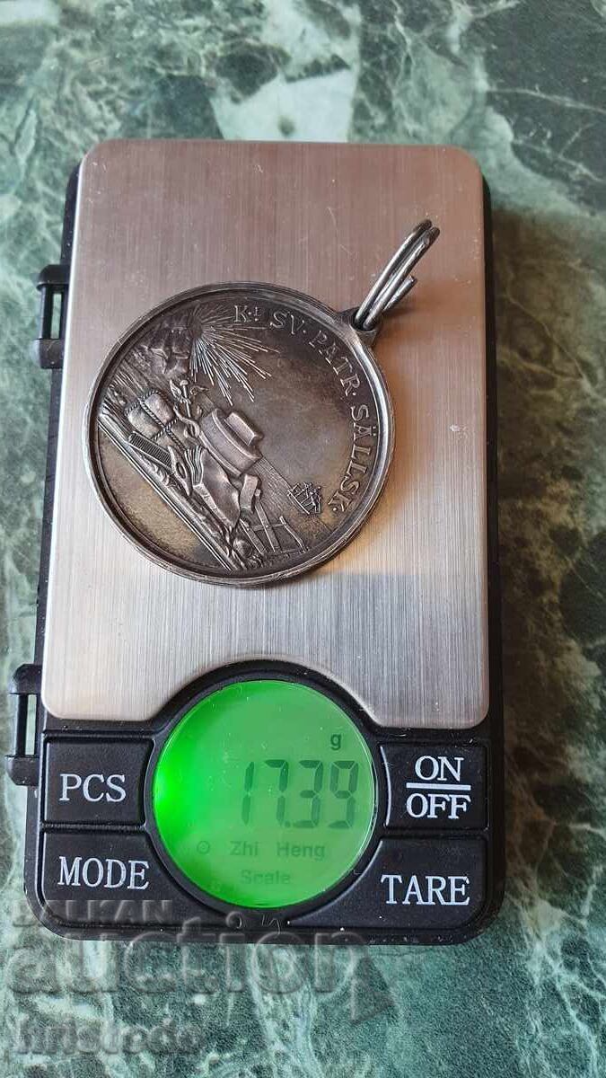 Auction  Swedish silver medal 19th century "Royal Patriotic Society"