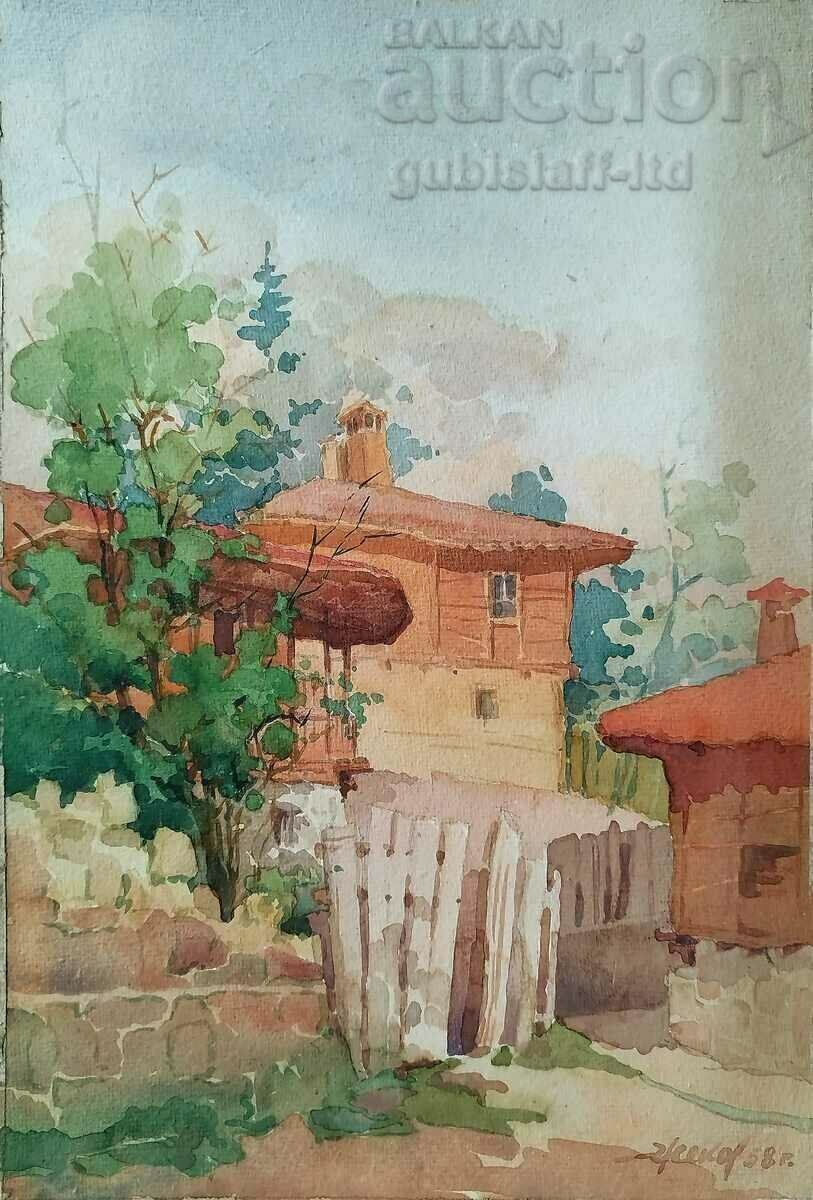 Картина, пейзаж, 1958 г., худ. Ж. Жеков (1922-1993) Картина, пейзаж, 1958 г., худ. Ж. Жеков (1922-1993)