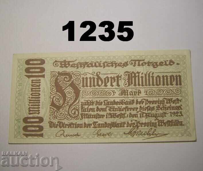 Μύνστερ Βεστφαλίας 100 εκατομμύρια μάρκα 1923 Γερμανία