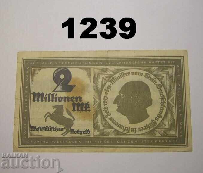 Münster Westfalen 2 milioane mărci 1923 Germania cu preț 3.00 BGN | € 1.53