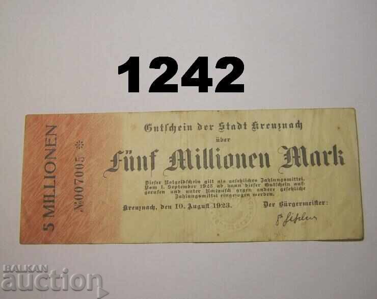 Kreuznach 5 million mark 1923 Germany