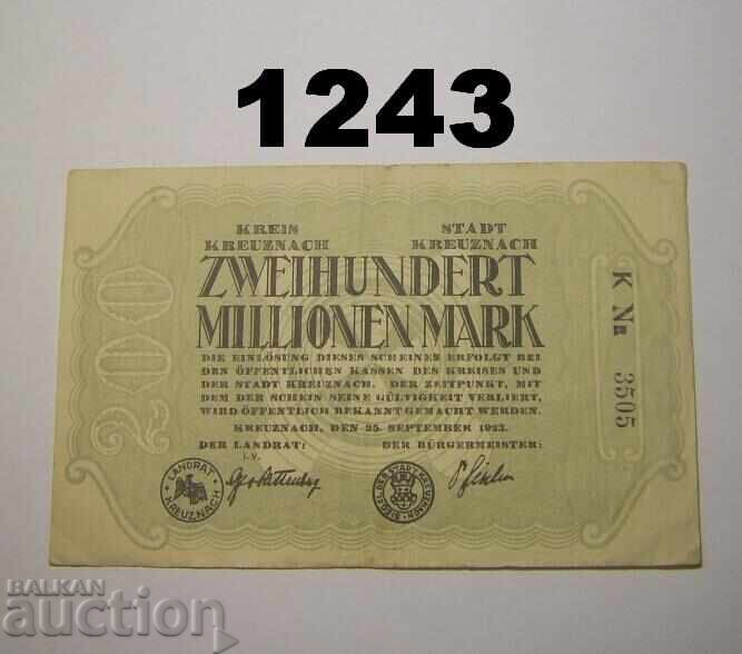 Kreuznach 200 Million Mark 1923 Germany