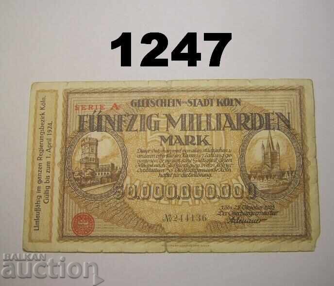Κολωνία 50 δισεκατομμύρια μάρκα 1923 Γερμανία