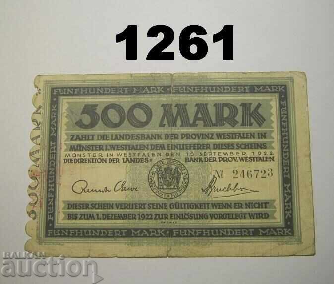 Münster 500 mark 1922 Westfalen Германия