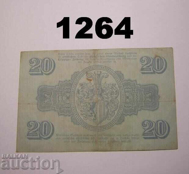 Λειψία 20 μάρκα 1918 Γερμανία με τιμή 7.00 BGN | € 3.58