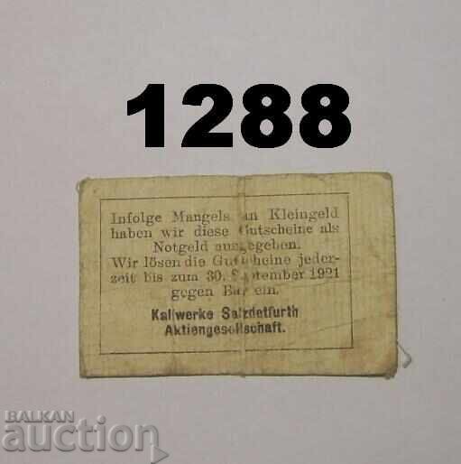 Kaliwerke Salzdetfurth 0.10 marcă 1921 Germania cu preț 8.00 BGN | € 4.09 Kaliwerke Salzdetfurth 0.10 marcă 1921 Germania cu preț 8.00 BGN | € 4.09