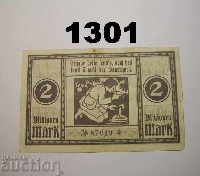 Göppingen 2 milioane mărci 1923 Germania cu preț 8.00 BGN | € 4.09