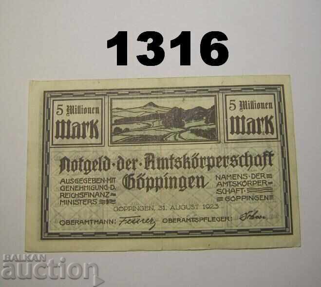 Göppingen 5 milioane mărci 1923 Germania Göppingen 5 milioane mărci 1923 Germania