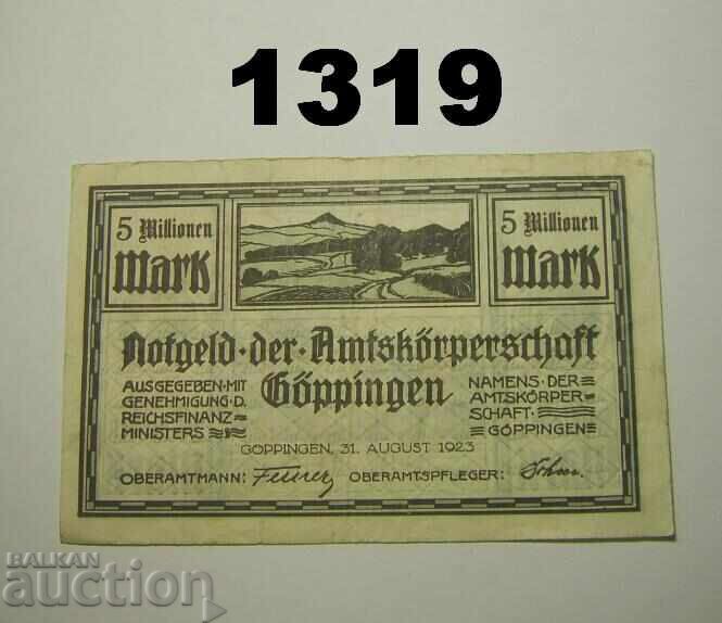 Göppingen 5 millionen mark 1923 Германия Göppingen 5 millionen mark 1923 Германия