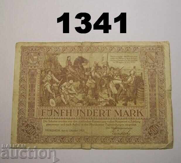 Pforzheim 500 μάρκα 1922 Γερμανία με τιμή 5.00 BGN | € 2.56