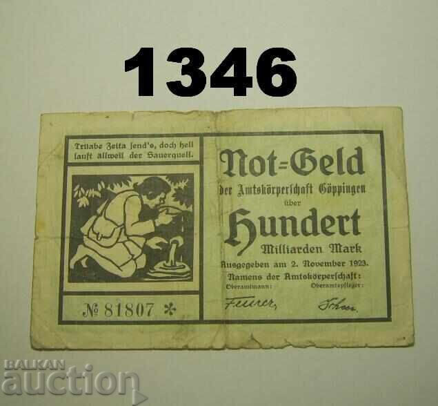 Göppingen 100 billion mark 1923 Germany Göppingen 100 billion mark 1923 Germany