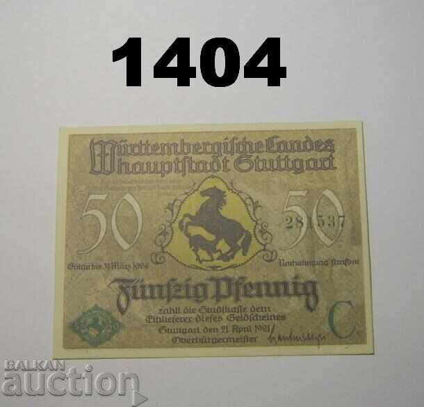 Stuttgart 50 pfennig 1921 C Germany with price 2.50 BGN | € 1.28