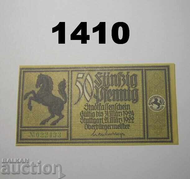 Stuttgart 50 pfennig 1922 N Germany with price 3.00 BGN | € 1.53