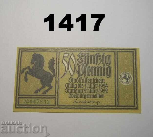Stuttgart 50 pfennig 1922 O Germany with price 3.00 BGN | € 1.53