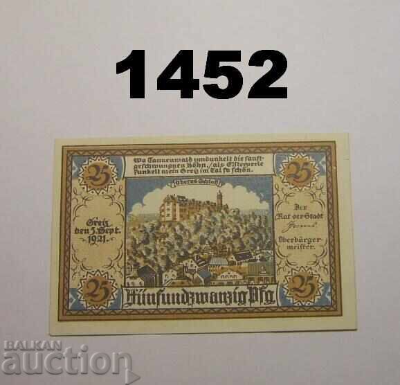 Greiz 25 pfennig 1921 Germania cu preț 2.50 BGN | € 1.28