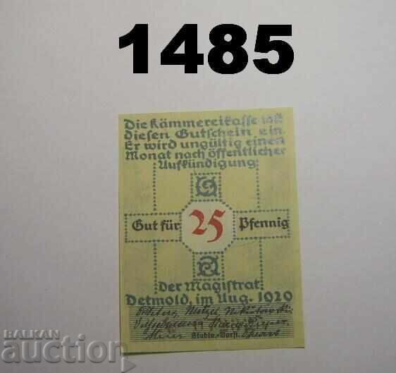 Detmold 25 pfennig 1920 Германия Detmold 25 pfennig 1920 Германия