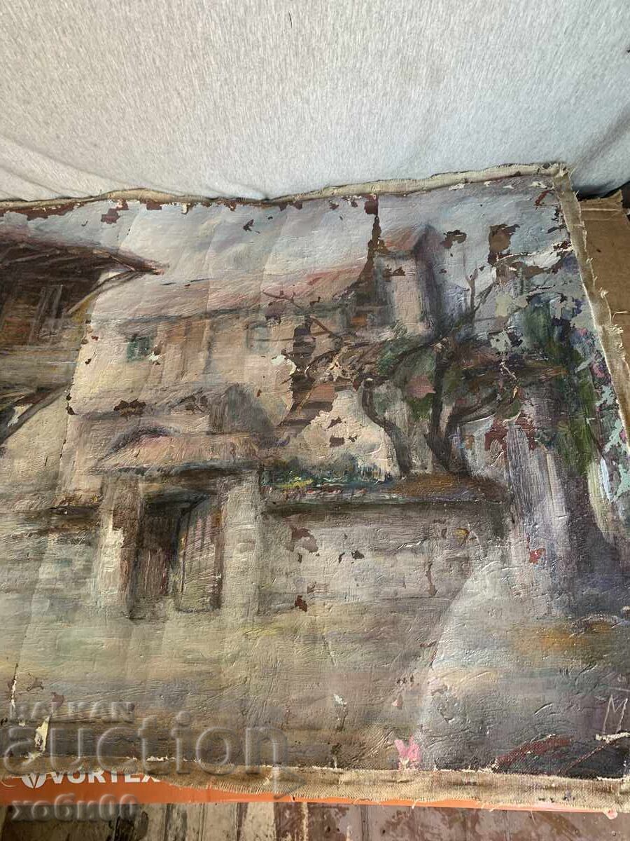 Tablou vechi Peisaj cu case de la țară - 5