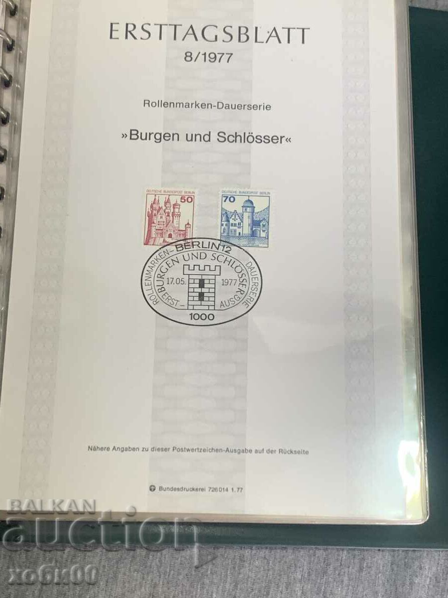 postage stamps Germany First sheet 75-76-77 - 5 postage stamps Germany First sheet 75-76-77 - 5