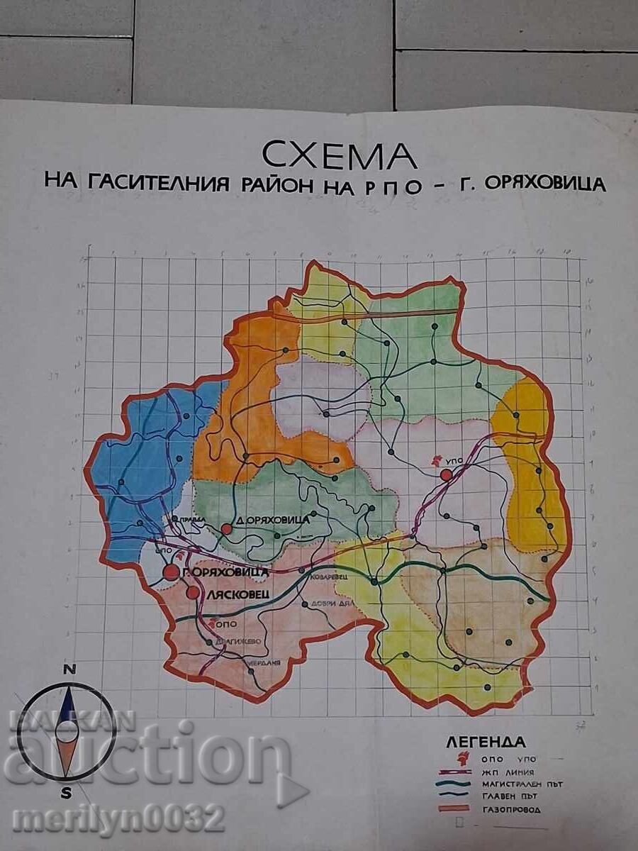 Σχέδιο της περιοχής κατάσβεσης Πυροσβεστικής Υπηρεσίας Άνω Ορχομένου (RPO)