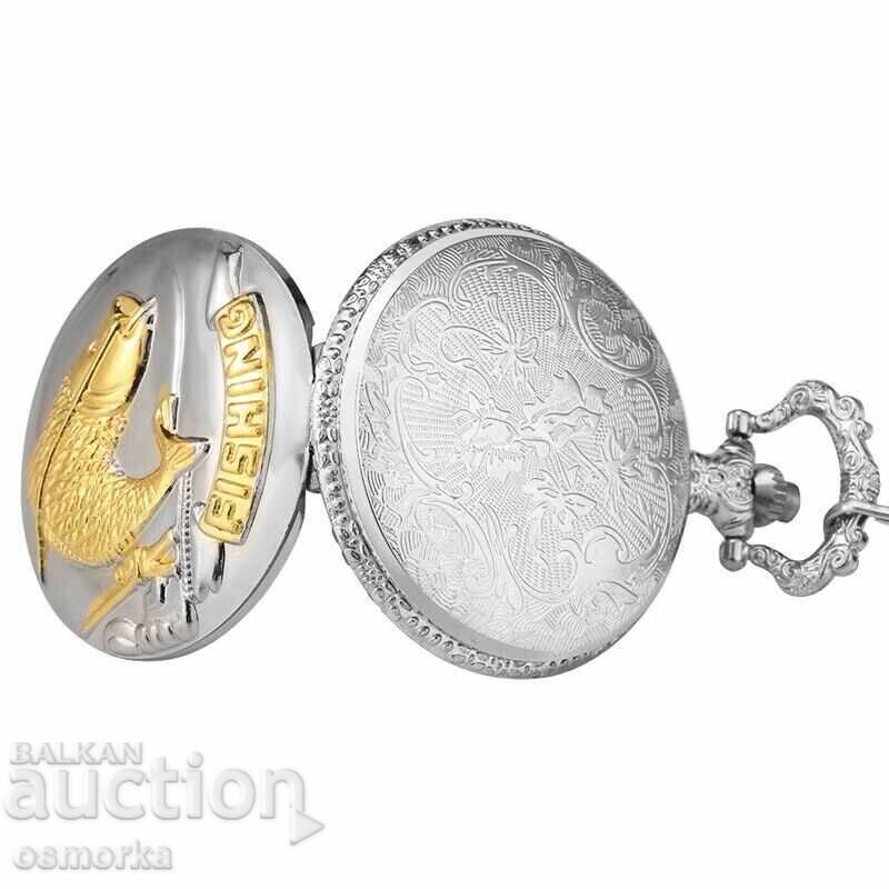 3. Beautiful Pocket Watch with Fish Fishing Fisherman Catch the Gold - 5 3. Beautiful Pocket Watch with Fish Fishing Fisherman Catch the Gold - 5
