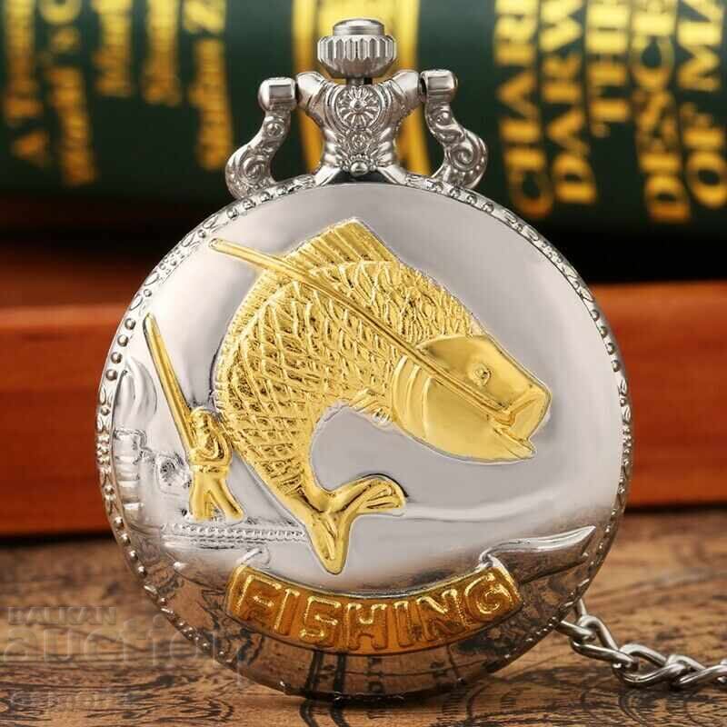 3. Beautiful Pocket Watch with Fish Fishing Fisherman Catch the Gold - 6 3. Beautiful Pocket Watch with Fish Fishing Fisherman Catch the Gold - 6