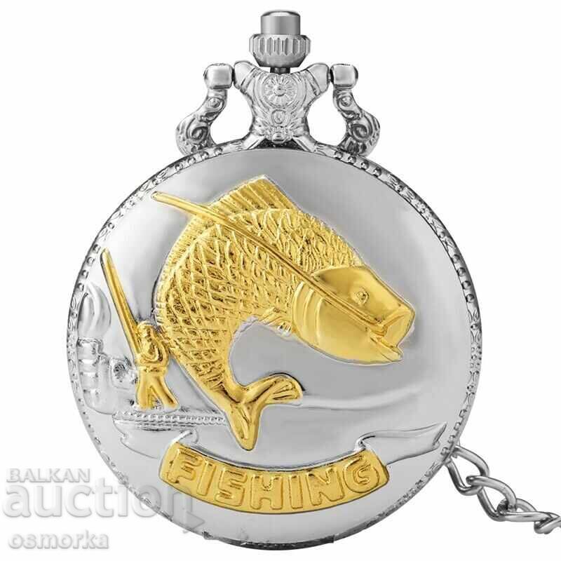 3. Beautiful Pocket Watch with Fish Fishing Fisherman Catch the Gold 3. Beautiful Pocket Watch with Fish Fishing Fisherman Catch the Gold