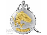 3. Beautiful Pocket Watch with Fish Fishing Fisherman Catch the Gold