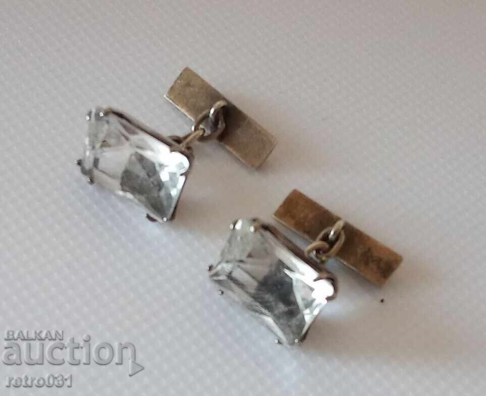 Butoni de argint pentru manșete cu cristal de stâncă. Rusia - 6