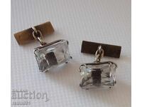 Butoni de argint pentru manșete cu cristal de stâncă. Rusia