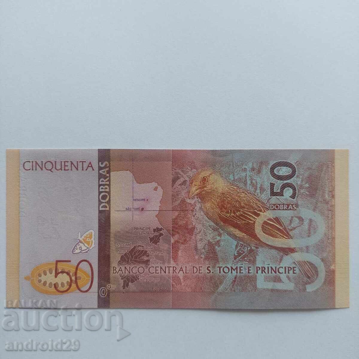 50 Ντόμπρα/Dobras Σάο Τομέ και Πρίνσιπε 2016 - Τραπεζογραμμάτιο UNC με τιμή 17.00 BGN | € 8.69