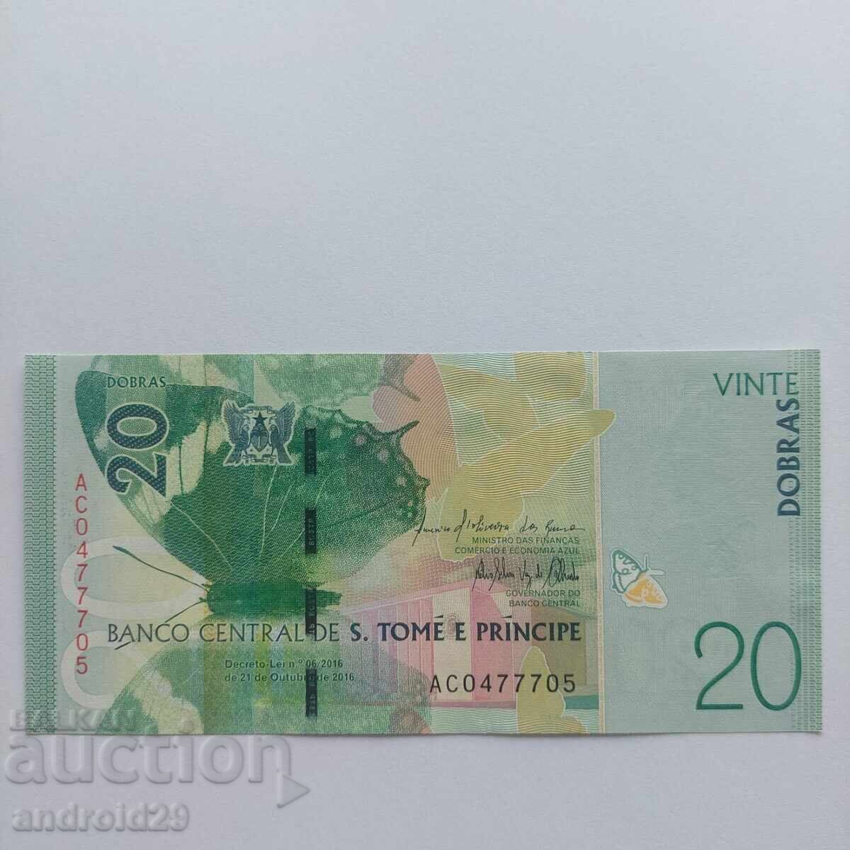 20 Dobras São Tomé și Príncipe 2016 - Bancnotă UNC