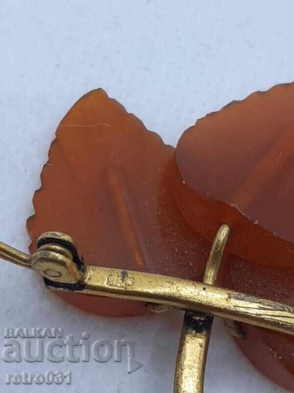Auction  Old Brooch with Amber. Russia